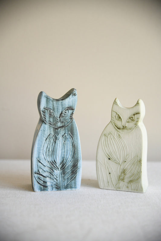 Pair John Beusmans Carn Pottery Cat Figure