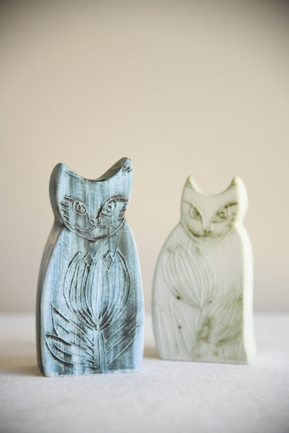 Pair John Beusmans Carn Pottery Cat Figure