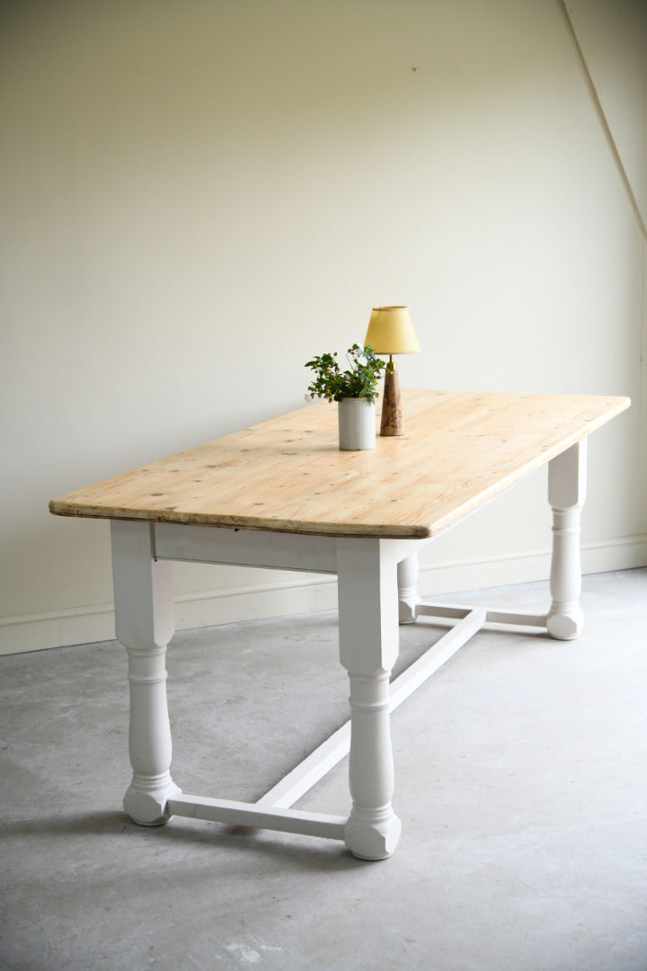 Large Rustic Pine Farmhouse Kitchen Table