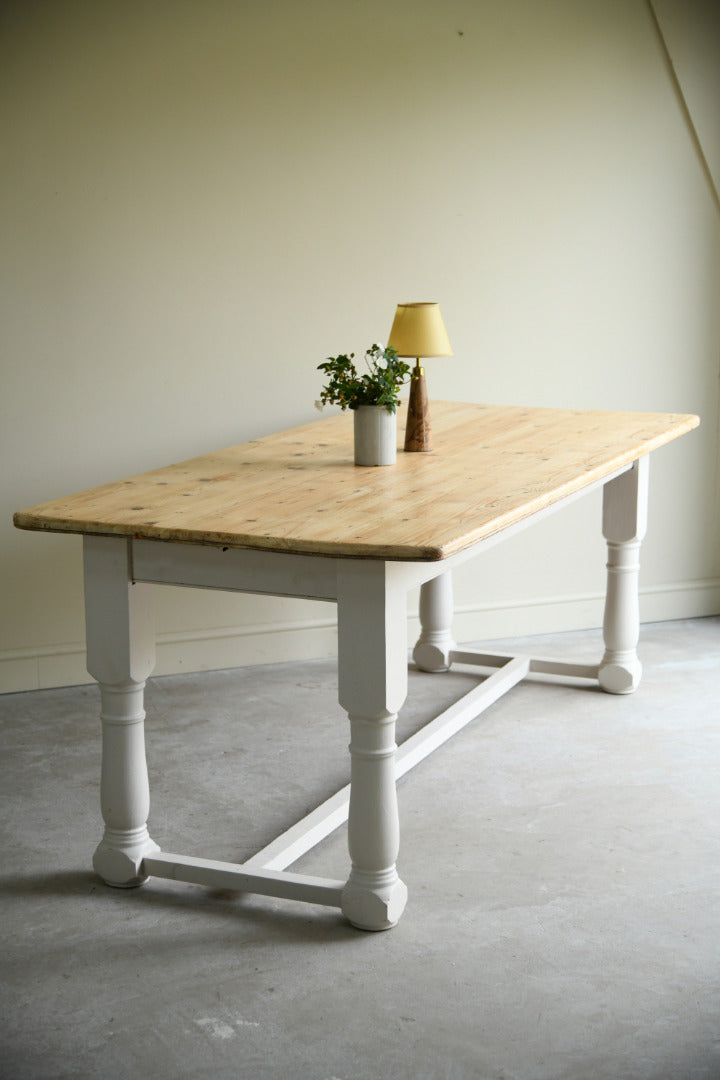 Large Rustic Pine Farmhouse Kitchen Table