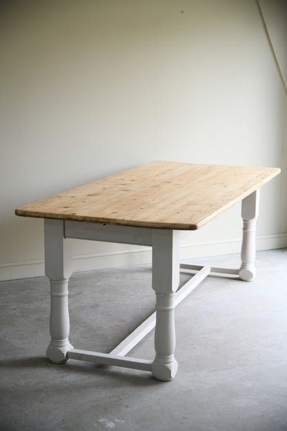 Large Rustic Pine Farmhouse Kitchen Table