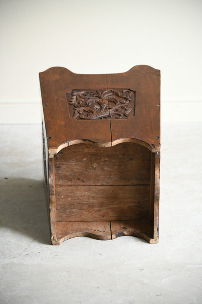 Large Carved Teak Planter Log Bin