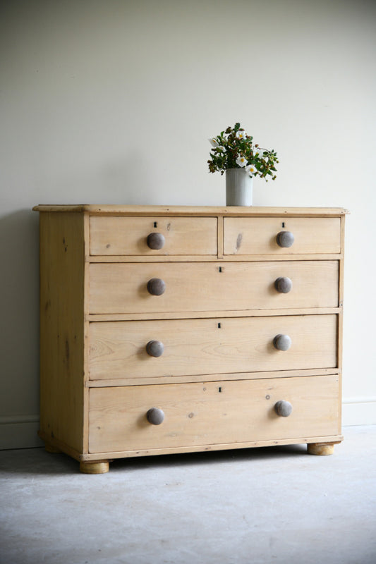 Antique Stripped & Waxed Pine Chest of Drawers