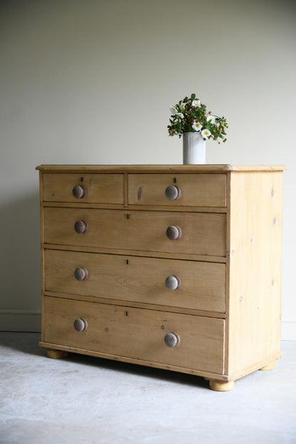 Antique Stripped & Waxed Pine Chest of Drawers