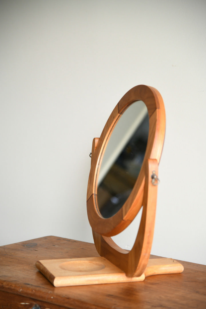 Vintage Elm Round Dressing Table Mirror