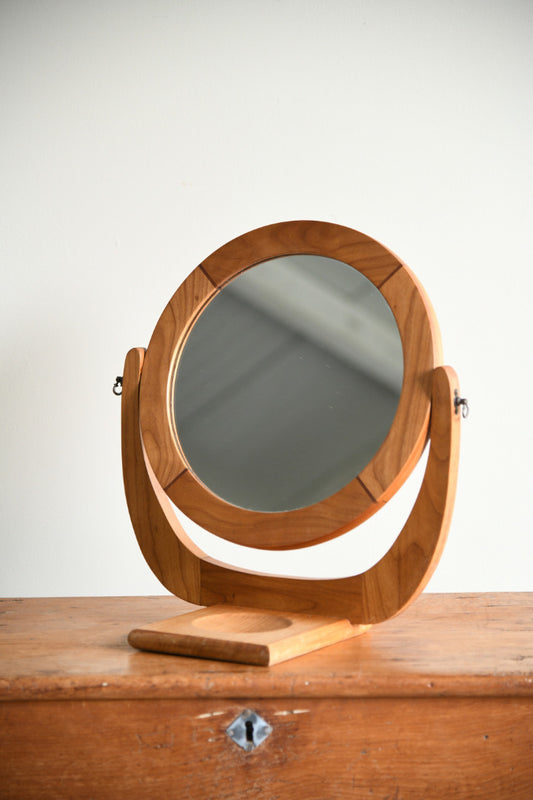 Vintage Elm Round Dressing Table Mirror
