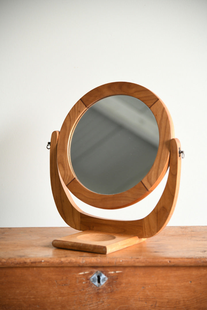 Vintage Elm Round Dressing Table Mirror