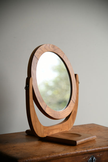 Vintage Elm Round Dressing Table Mirror