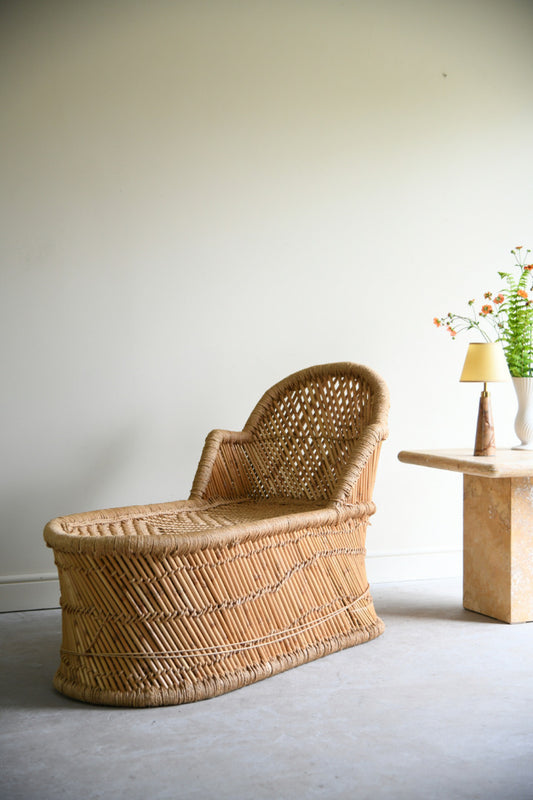 Vintage Wicker Chaise Longue