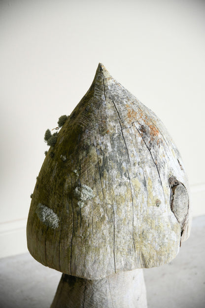 Hand Carved Weathered Garden Mushrooms