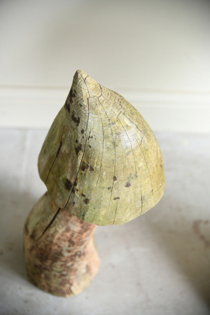 Hand Carved Weathered Garden Mushrooms