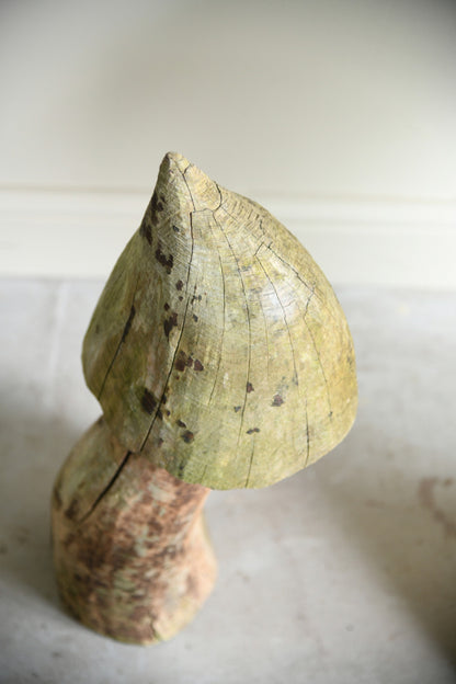 Hand Carved Weathered Garden Mushrooms
