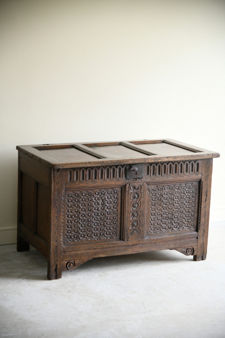 17th Century Carved Oak Coffer