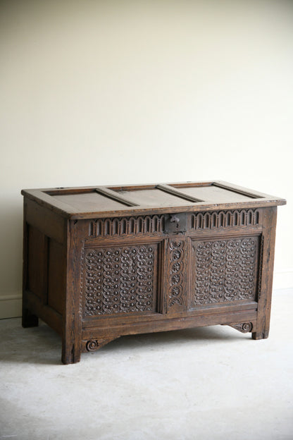 17th Century Carved Oak Coffer