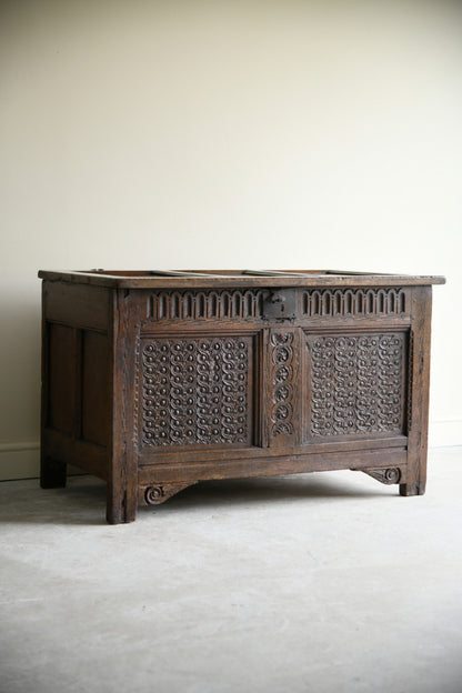 17th Century Carved Oak Coffer