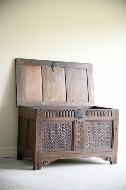 17th Century Carved Oak Coffer