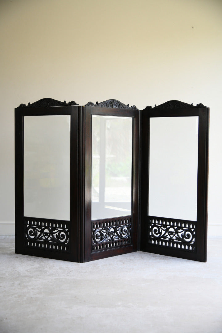 Victorian Mahogany Three Fold Glazed Screen