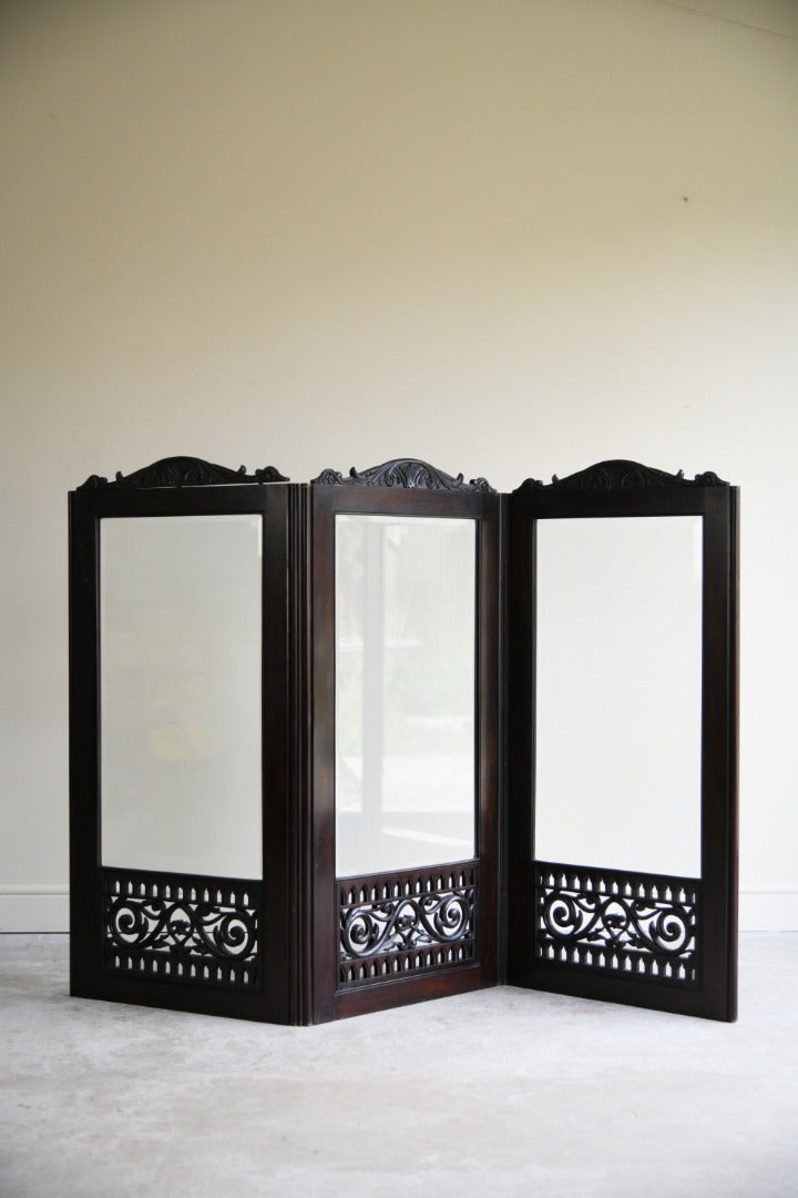 Victorian Mahogany Three Fold Glazed Screen