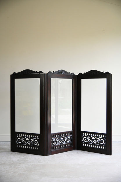 Victorian Mahogany Three Fold Glazed Screen