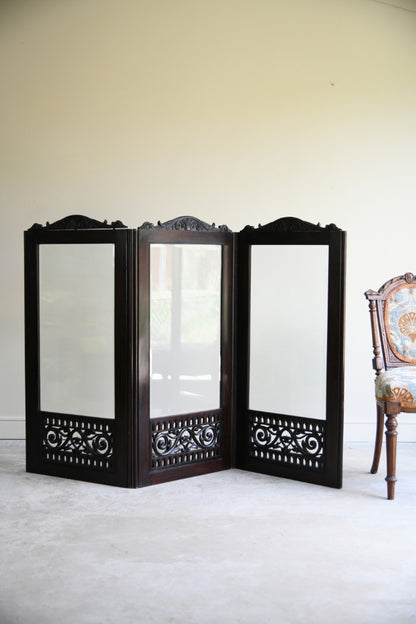 Victorian Mahogany Three Fold Glazed Screen