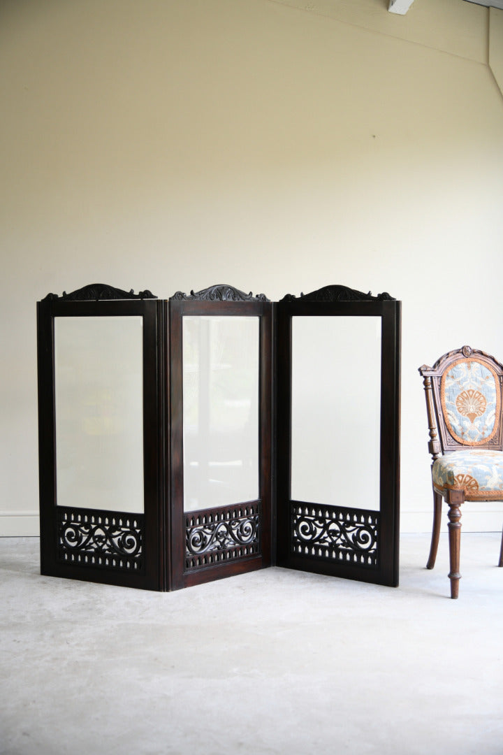 Victorian Mahogany Three Fold Glazed Screen