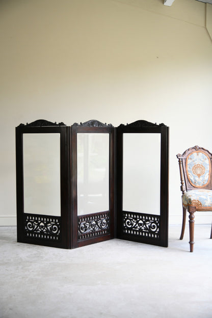 Victorian Mahogany Three Fold Glazed Screen