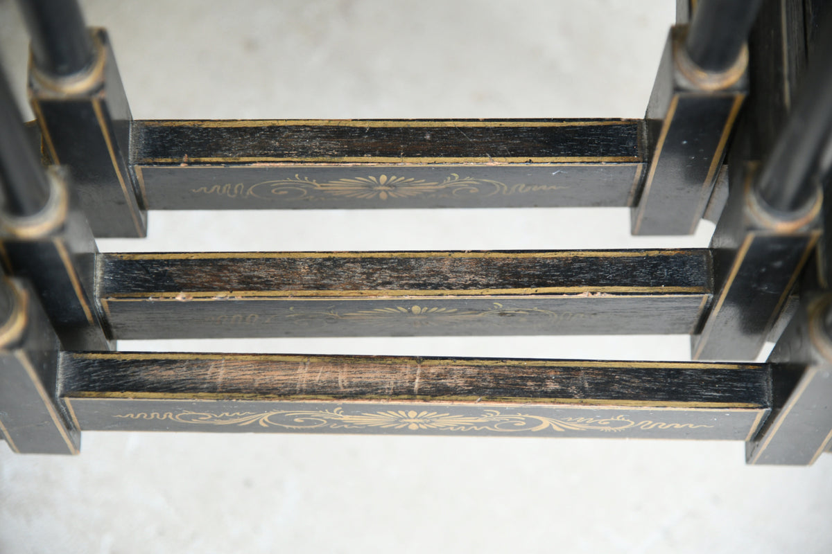 Early 20th Century Chinoiserie Black Lacquer Nest of Three Tables
