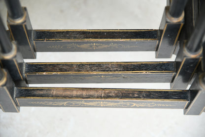 Early 20th Century Chinoiserie Black Lacquer Nest of Three Tables