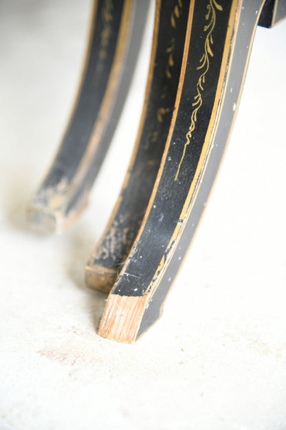 Early 20th Century Chinoiserie Black Lacquer Nest of Three Tables