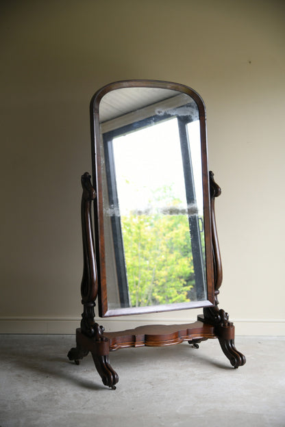 Victorian Mahogany Cheval Dressing Mirror