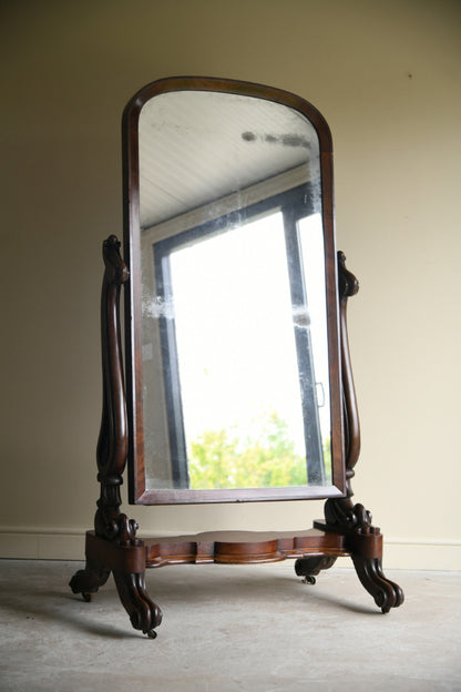 Victorian Mahogany Cheval Dressing Mirror