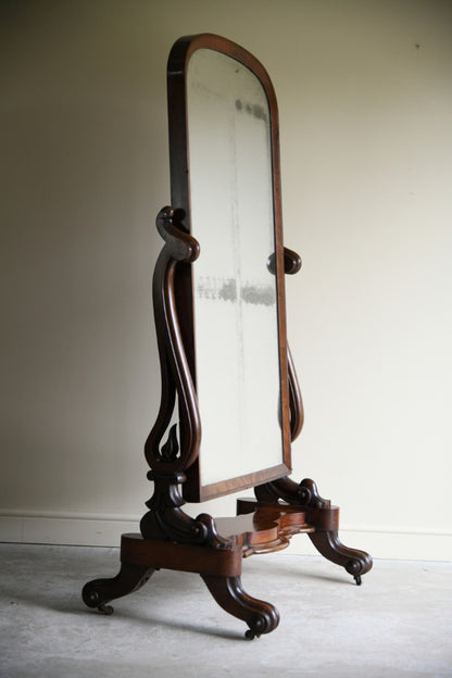Victorian Mahogany Cheval Dressing Mirror