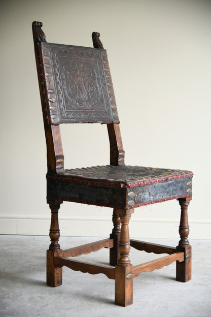 Antique Portugese Leather Occasional Chair