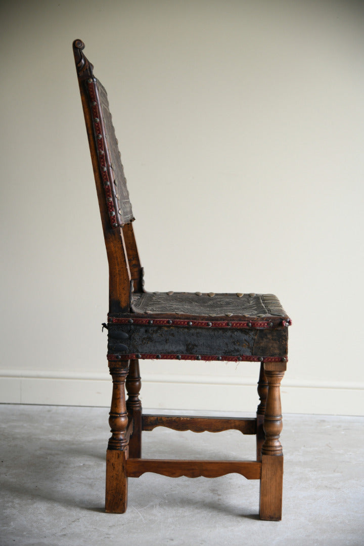 Antique Portugese Leather Occasional Chair
