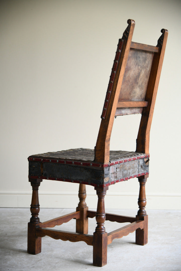 Antique Portugese Leather Occasional Chair