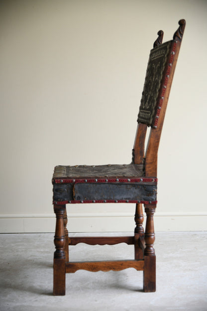 Antique Portugese Leather Occasional Chair