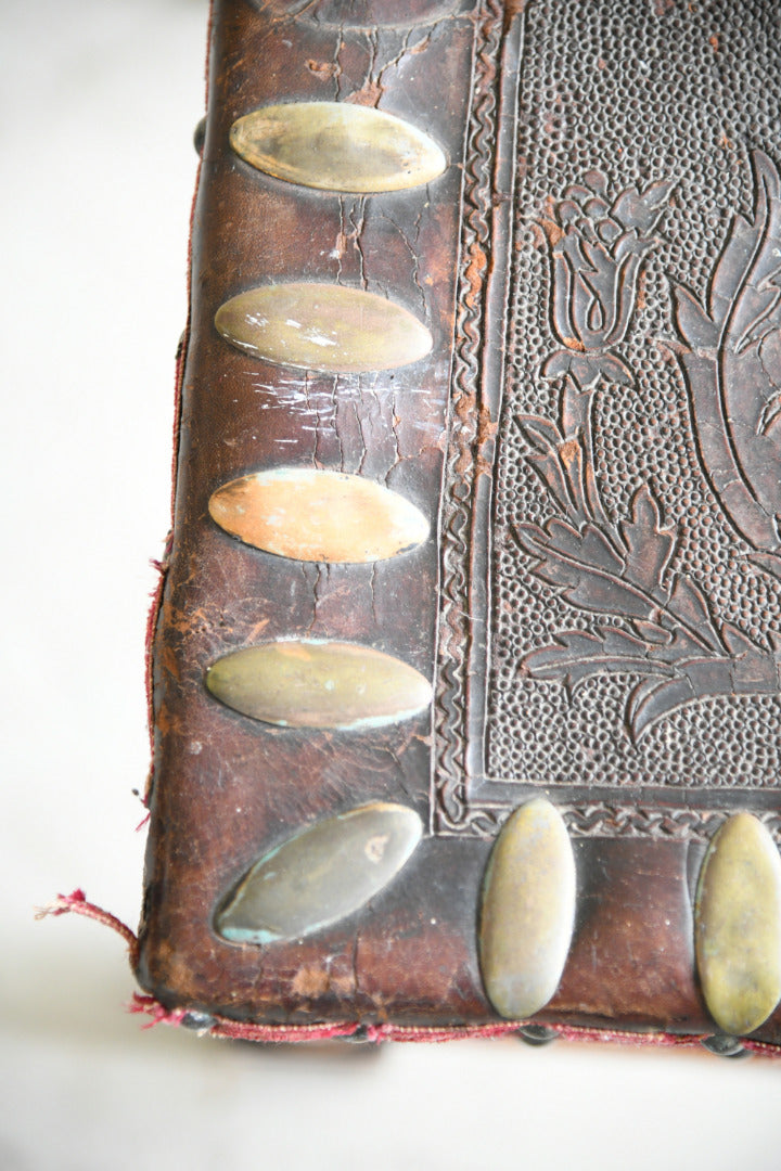 Antique Portugese Leather Occasional Chair