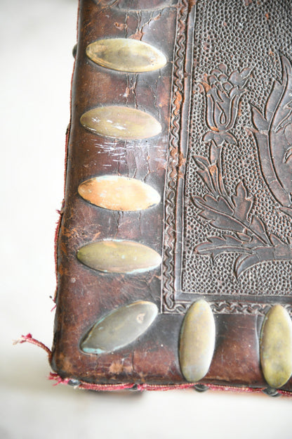 Antique Portugese Leather Occasional Chair