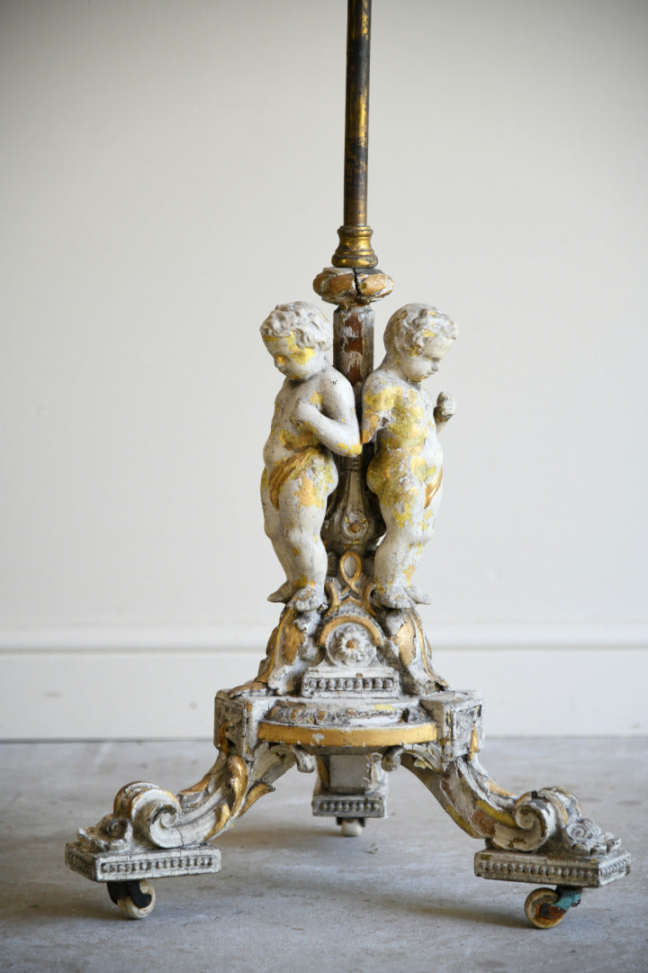 Decorative Continental Painted & Gilt Pole Screen