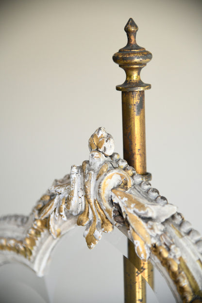 Decorative Continental Painted & Gilt Pole Screen