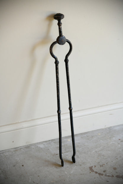 Antique Wrought Iron Fire Tongs