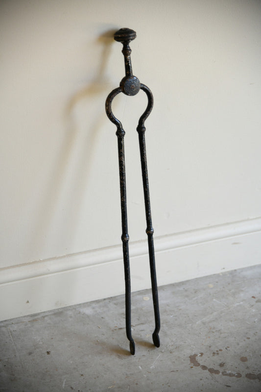 Antique Wrought Iron Fire Tongs