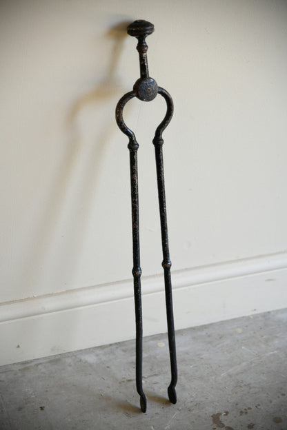 Antique Wrought Iron Fire Tongs