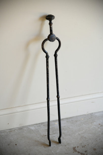 Antique Wrought Iron Fire Tongs
