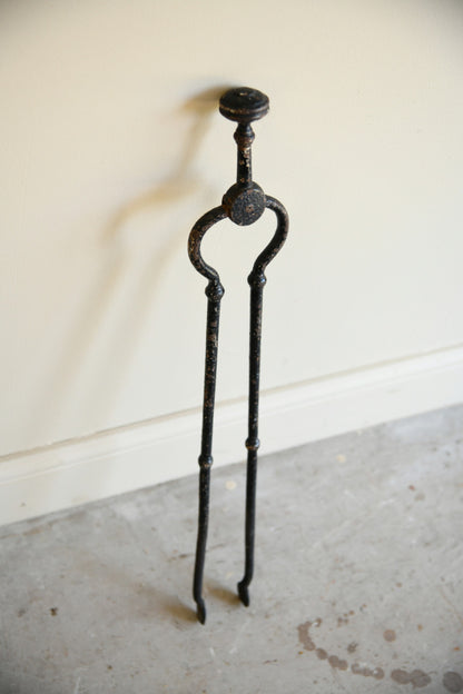 Antique Wrought Iron Fire Tongs