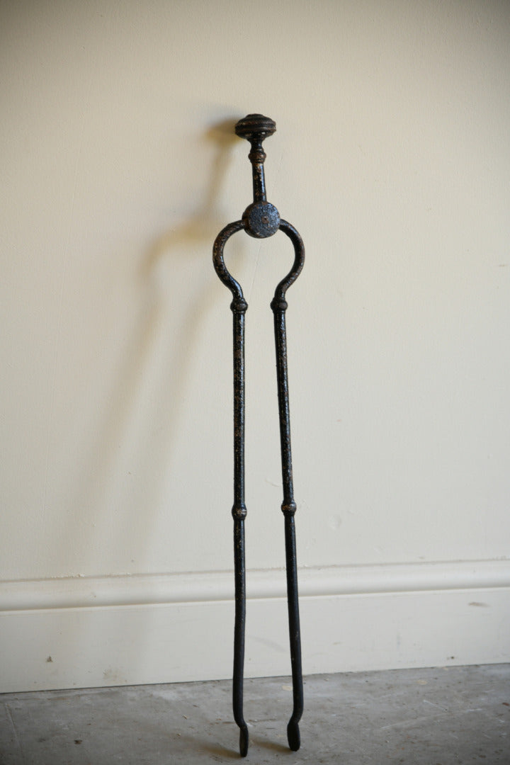 Antique Wrought Iron Fire Tongs