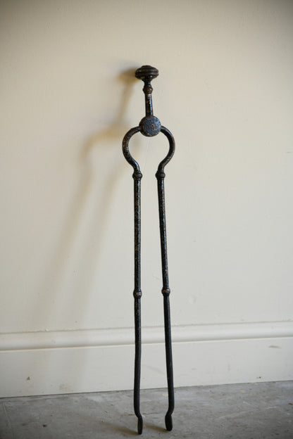 Antique Wrought Iron Fire Tongs