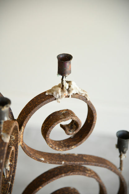 Scrolled Wrought Iron Candelabra