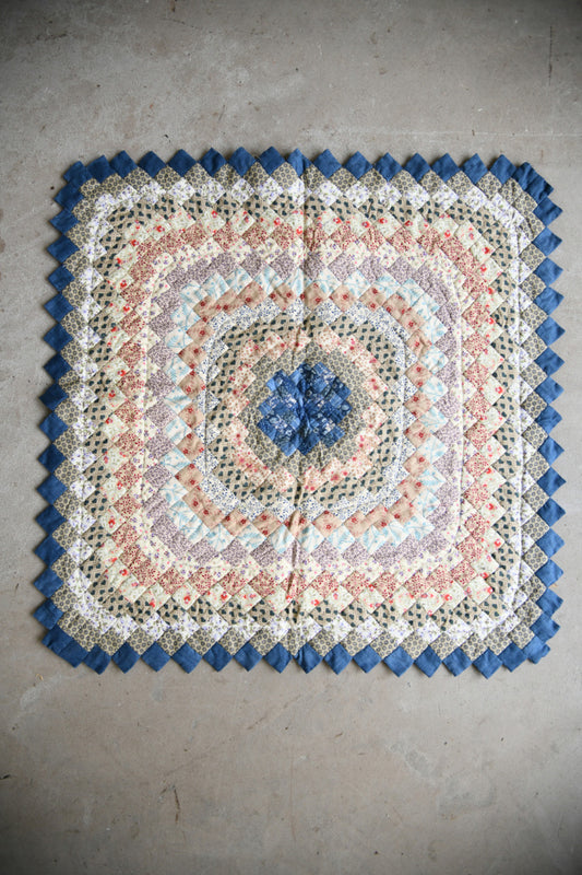 Handmade Diamond Patchwork Quilt with Sawtooth Border