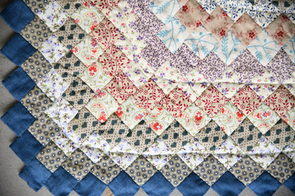 Handmade Diamond Patchwork Quilt with Sawtooth Border